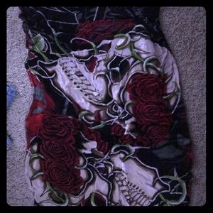 Christian audiger scarf skull red rose